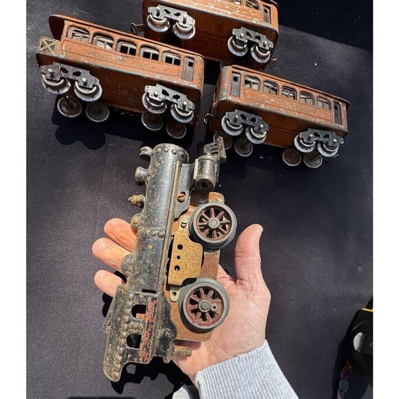 Rare 1920’s Lionel Prewar O Gauge Train Cars & American Flyer Engine Set - Picture 6 of 12